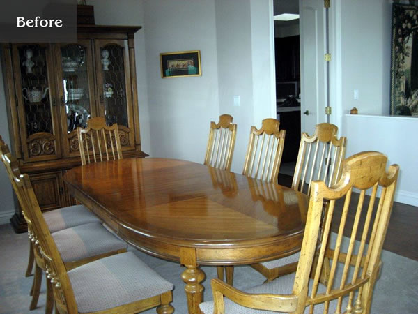 Oval table made into a rectangle with legless extenders