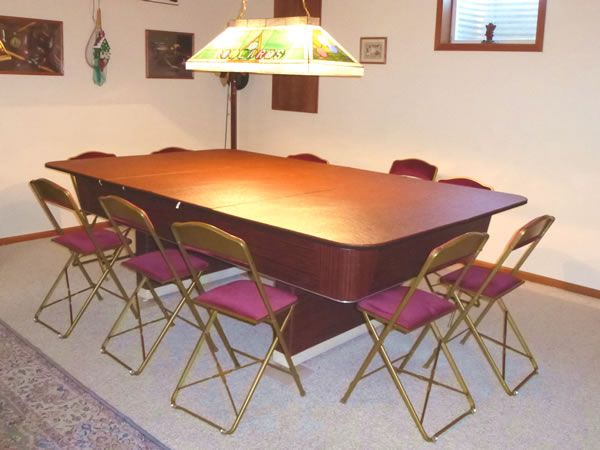 Pool table extender with custom folding chairs